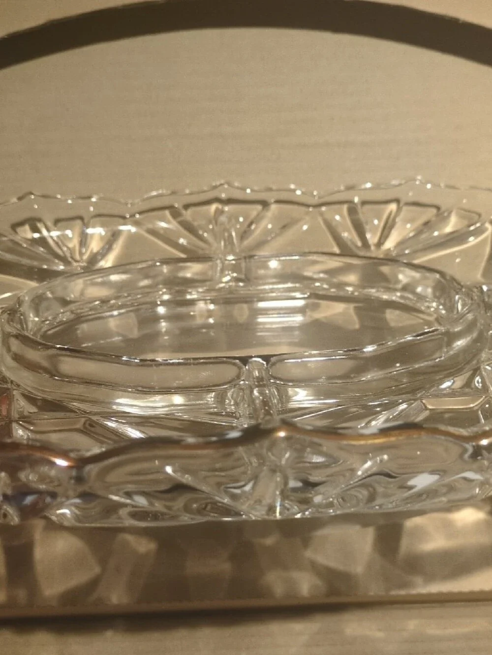 Mikasa Clear Cut-Glass Divided Serving Platter with Center Dip